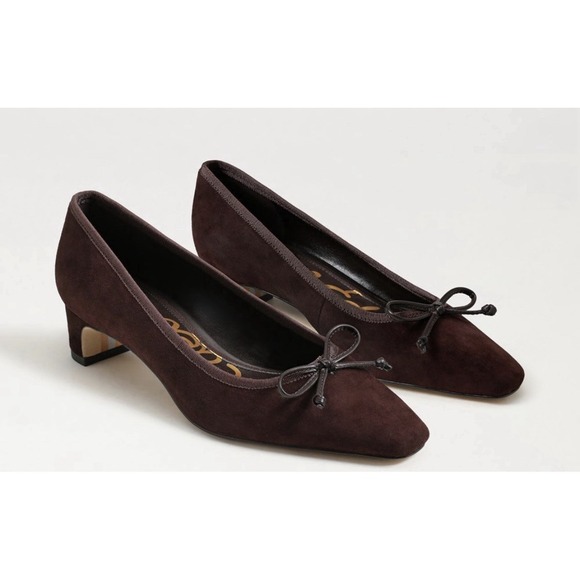 Sam Edelman Shoes - Sam Edelman Women's Rinda Pointed Toe Ballet Heel Chocolate Suede Size 7 Bow